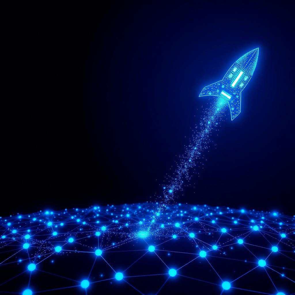 Electric blue growth arrow representing brand visibility in AI chatbots