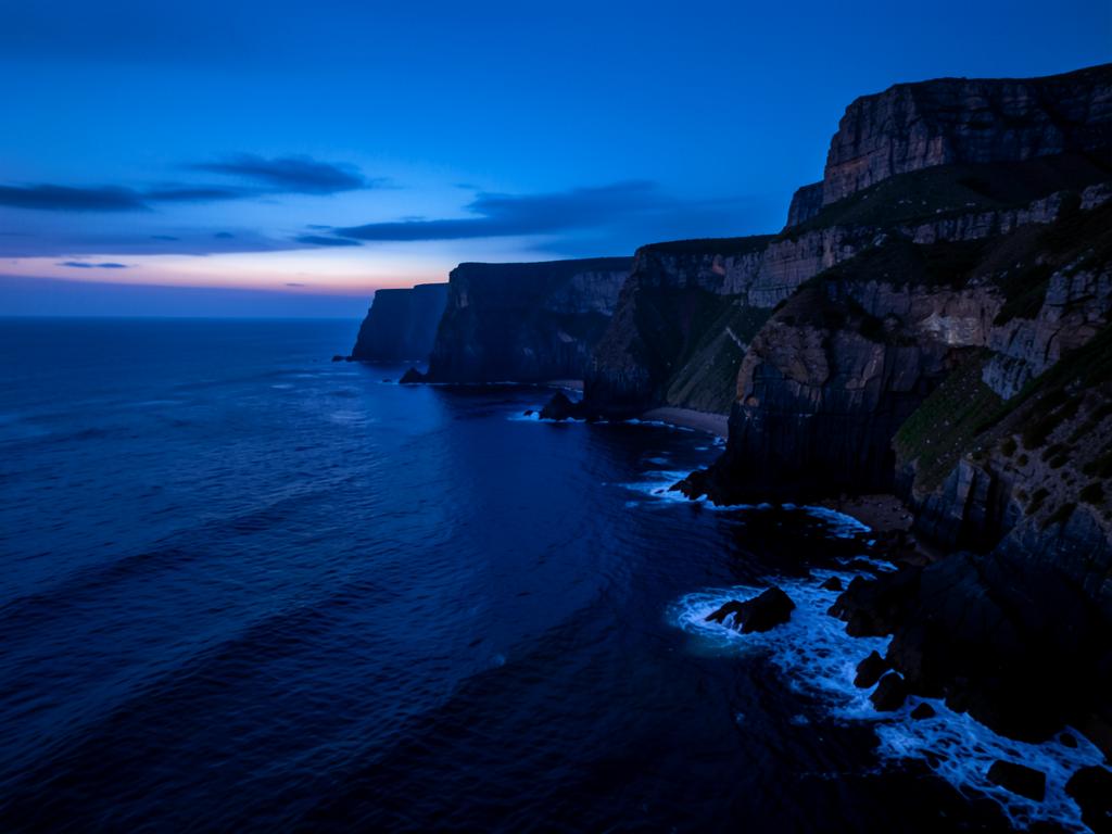 Australian coastal cliffs at dusk